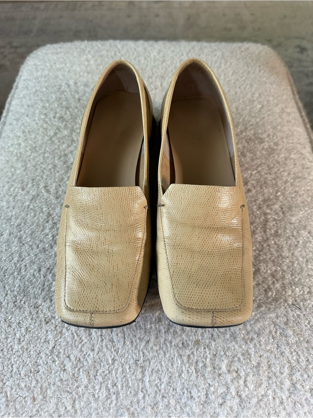 Nicole Women's Pale Yellow Square-Toe Leather Loafers